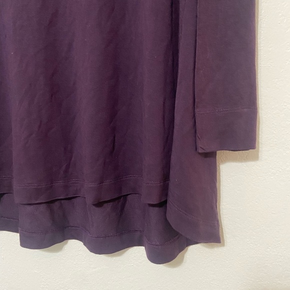 Natori women's M long sleeve scoop neck relaxed fit tunic length top in plum EUC - Picture 4 of 5